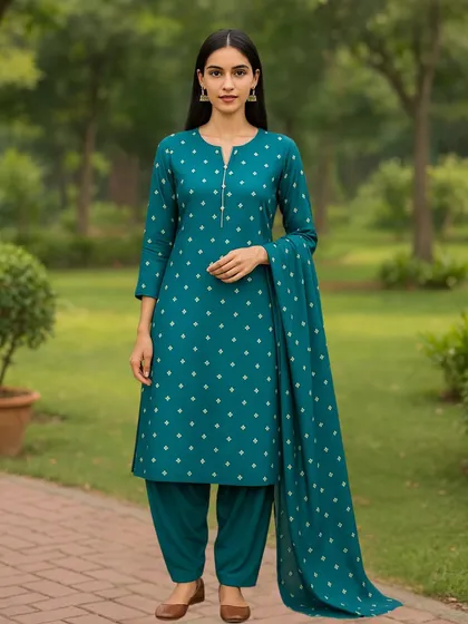 A classic never goes out of style. This elegant salwar suit is made from our timeless silk brocade, perfect for creating a complete, coordinated ethnic look.