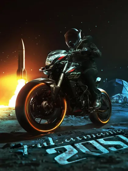 A Pulsar ad set on the moon, with a rocket launching in the background. This demonstrates my capacity for creating epic, space-based advertising visuals.