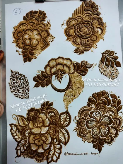 A final shot of this versatile practice sheet, a great reference for any aspiring henna artist.