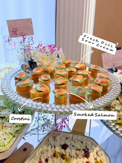 Smoked Salmon Crostini with Fresh Dill Sour Cream. This elegant appetizer was a perfect fit for the sophisticated vibe of the Bioderma beauty event.