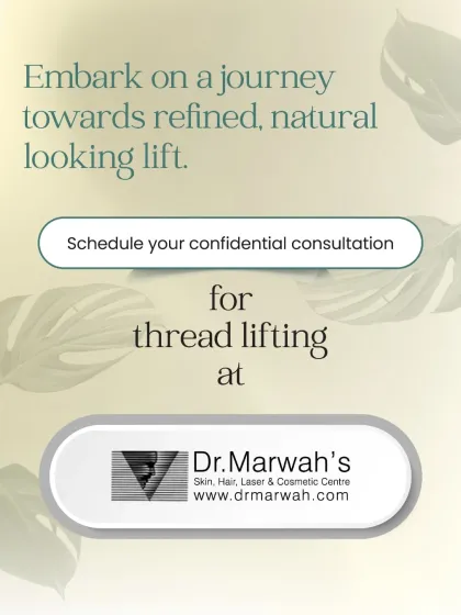 This graphic invites you to schedule a confidential consultation for thread lifting. It is a journey towards a refined, natural-looking lift, performed under expert medical supervision.