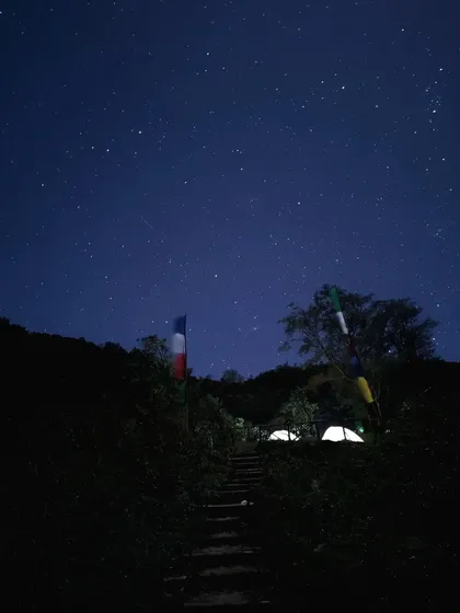 A clear night at the campsite, perfect for stargazing far away from the city lights.