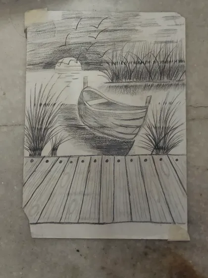 A pencil sketch of a serene boat scene. This is a piece of my personal artwork, reflecting my love for nature and quiet moments.