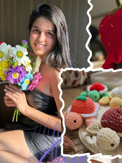 From vibrant forever flower bouquets that never wilt to adorable fruit-themed turtles, our collection is a celebration of handmade art. Here I am, surrounded by some of our favorite creations, each one telling a story of passion that started during the lockdown.