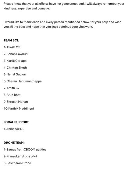 This is a note of thanks from a family we assisted during a search and rescue operation for a lost hiker. While the outcome was unfortunate, we are always ready to offer our skills, resources, and willingness to help in complex terrain.
