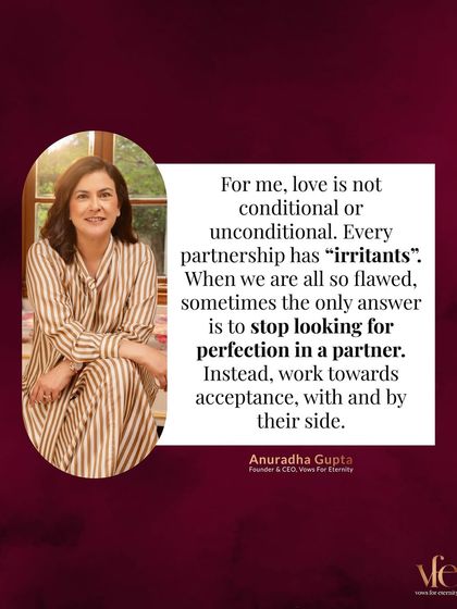 Love is not unconditional, because every partnership has "irritants." The answer isn't perfection, but acceptance and working together.