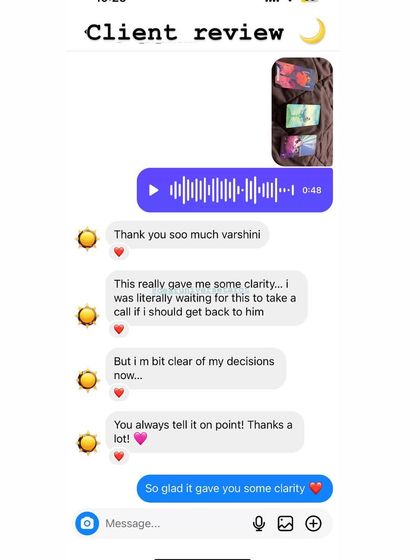 This client was waiting for a sign on whether to get back with someone, and my reading provided the clarity they needed. I'm always grateful when my readings help you feel clear about your decisions.