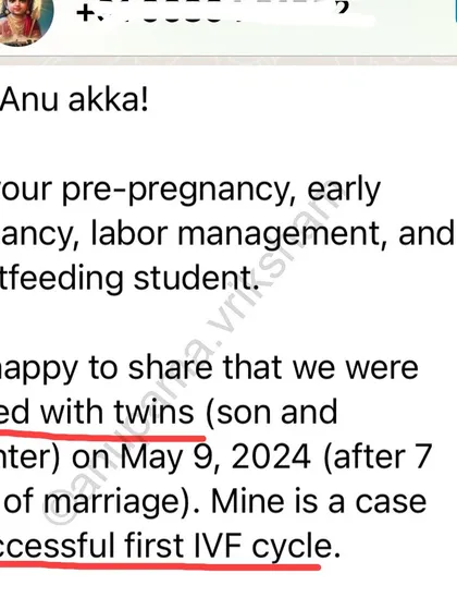 This woman conceived twins after a successful first IVF cycle, 7 years into her marriage. She says my pre-pregnancy session gave her immense hope that her body could do it, no matter the mode of conception.