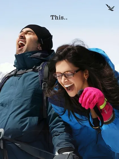 This iconic 'YJHD' moment is what trekking with friends feels like. Pure joy and freedom.