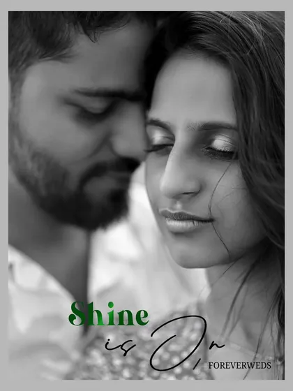 A bold and intimate black and white close-up. The focus on Ishu's face, with Arihant softly in the background, creates a powerful and emotive portrait that feels both strong and vulnerable.
