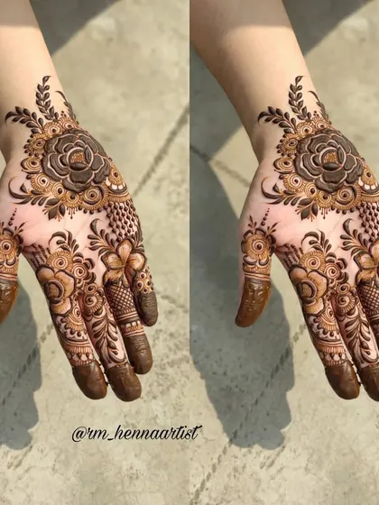 A lovely floral design I did for my sister. The matching patterns on both hands create a beautiful, symmetrical look.