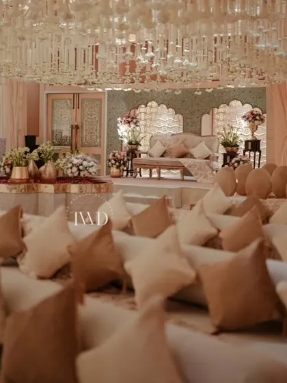 Another view of the floor seating arrangement, designed for a traditional 'mehfil' experience. The focus is on community, comfort, and soulful connection.