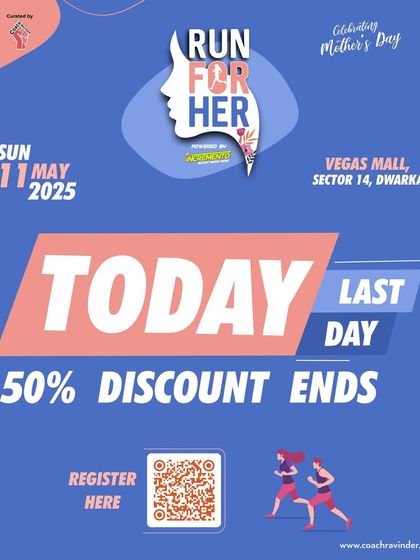 Final call. Today is the last day to get a 50% discount on the Run For Her 2025 registration.