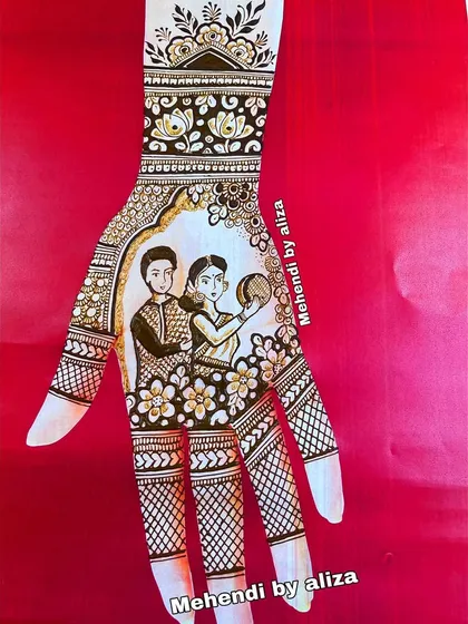 A special design for Karva Chauth, showing a couple performing the ritual. It's a beautiful way to celebrate the bond of love and devotion.