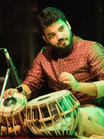 A close-up of my hands on the tabla. This is where the magic happens.