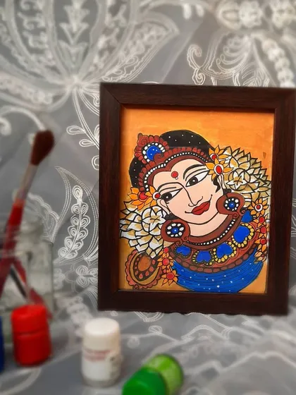 This small 9x10 inch framed portrait of Saraswati is a wonderful, budget friendly gift. It’s a beautiful, handmade piece that can inspire anyone who receives it.