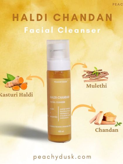 This is 'Mummy ke nuske' packed and delivered. My Haldi Chandan Facial Cleanser brings together the goodness of Kasturi Haldi, Chandan, and Mulethi for a traditional, effective cleanse.