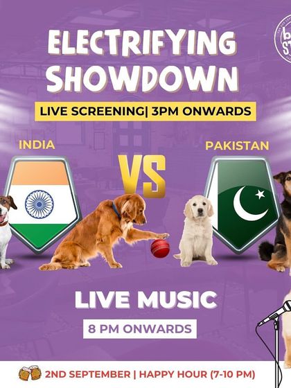 An electrifying showdown! We screened the India vs Pakistan cricket match and followed it up with live music.