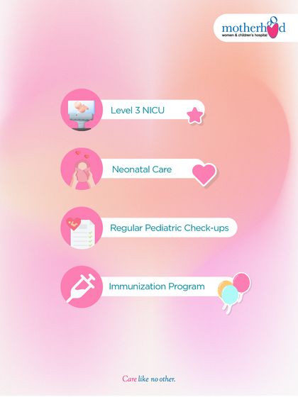 We offer a complete range of services to ensure your child gets the best start in life. This list highlights our key pediatric offerings, including our Level 3 NICU, comprehensive neonatal care, regular pediatric check-ups, and a full immunization program.