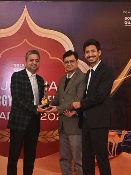 Accepting the Sustainable Solar Business of the Year award at the Rajasthan Energy Excellence Awards. This reaffirms our dedication to delivering impactful and eco-friendly energy solutions across India.
