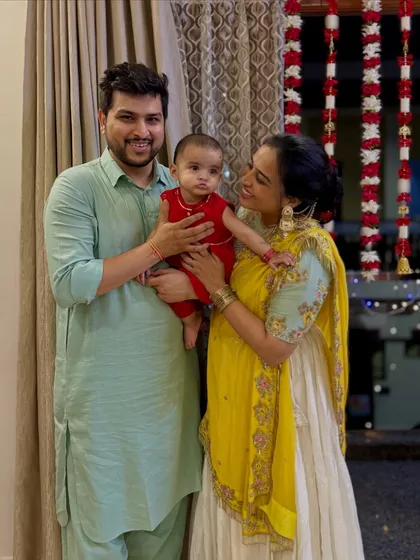 Our first family Diwali portrait with Gauri. This photo is a precious memory and a perfect example of the kind of wholesome, festive content I create for my audience and brand partners.