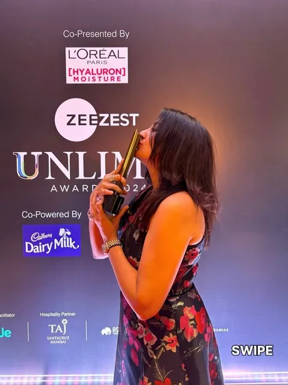A moment of pure bliss, kissing the award for India's Best Vegan Restaurant. This is a tribute to our unwavering dedication to conscious and compassionate living.