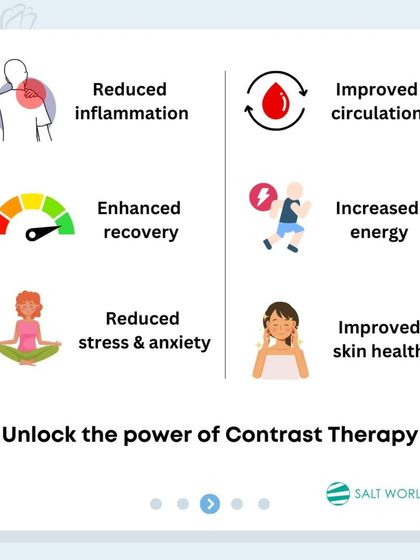 Unlock the power of Contrast Therapy with this infographic showing its key benefits. From reduced inflammation and enhanced recovery to improved circulation and better skin health, this therapy offers a holistic approach to wellness.