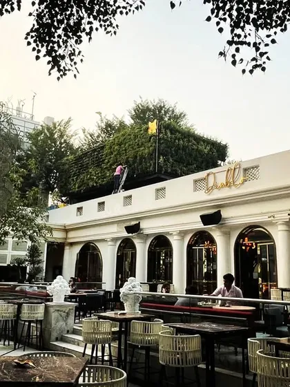 Another perspective of the Diablo courtyard, showing the scale of the space and how the natural elements integrate with the architecture.