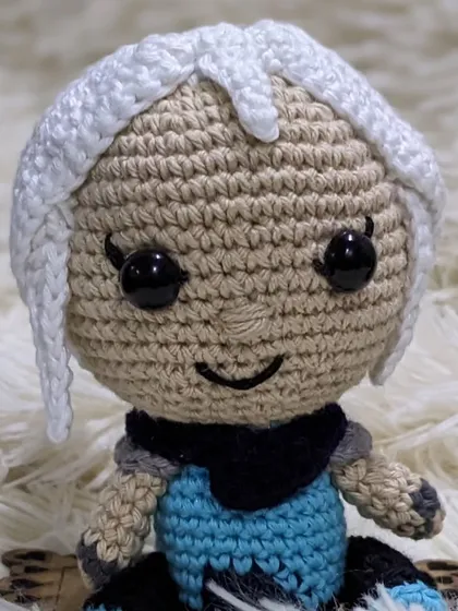 A close-up of the Valorant agent Jett.