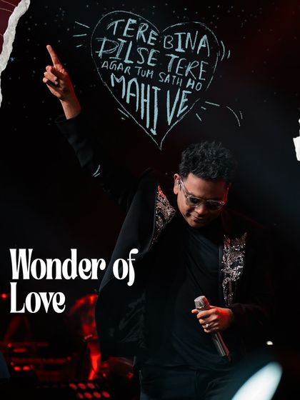 The "Wonder of Love" graphic, showcasing the romantic songs in the artist's repertoire. This visual series helps frame the concert as a comprehensive journey through various emotions.