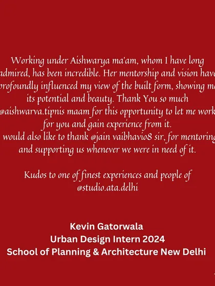 The words of our interns are the truest measure of our success. This testimonial from an Urban Design Intern from the School of Planning & Architecture, New Delhi, reflects the profound impact of our mentorship and vision on emerging professionals.