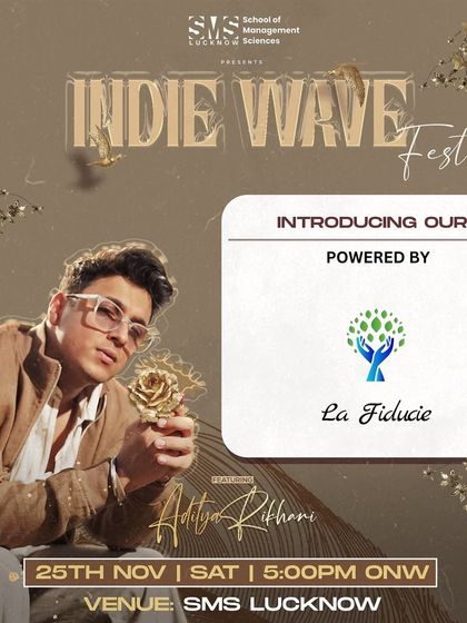 Announcing La Fiducie as another 'Powered By' sponsor for Indie Wave Fest, showcasing a successful and well-supported event.