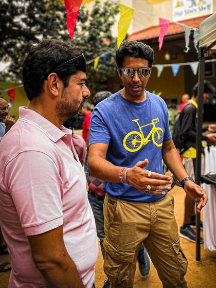 Networking in action. The Garage Sale is the perfect place to meet and chat with key people in the cycling community.
