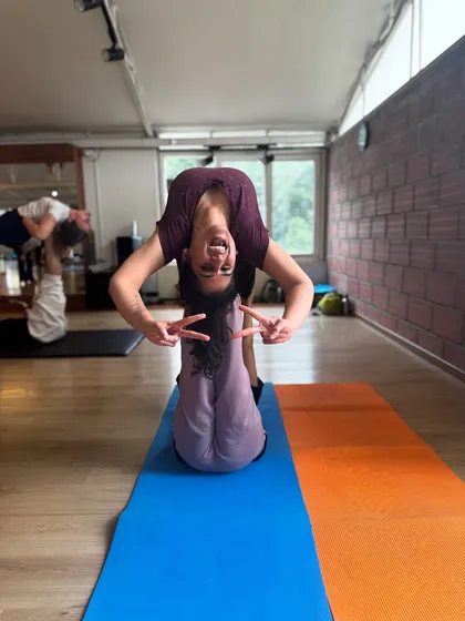 The smiles say it all. In our acro yoga workshops, we put our apprehensions aside and explore the dynamics of shared gravity. This is a space to play, connect, and celebrate what our bodies can do together.