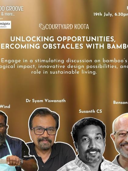 Poster for the panel discussion "Unlocking Opportunities, Overcoming Obstacles with Bamboo," which kicked off our Bamboo Groove weekend.