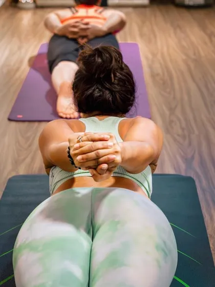 It's all about perspective. This shot reminds me of my journey toward a balanced practice and self-acceptance. Yoga empowers us to see ourselves and our bodies with strength, resilience, and a little bit of playful joy.
