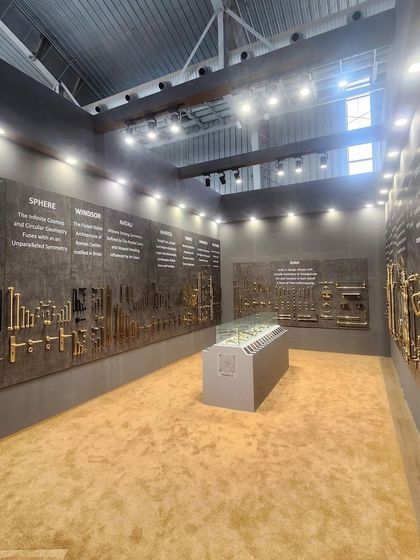 A snapshot from our booth at IndiaWood Bangalore 2024. Our collections were displayed against a dark, dramatic backdrop, allowing the forms and finishes of the brass to take center stage.