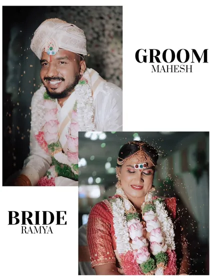 A beautiful collage of the bride and groom from their wedding day. It captures their individual portraits and their joy during the ceremony.