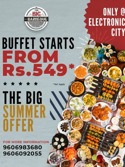 The Big Summer Offer is here. Exclusively at Electronic City, our buffet starts from just ₹549. Don't miss this hot deal.