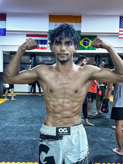 One of our dedicated members showing the results of consistent training. Our kickboxing classes will get you in phenomenal shape while teaching you a valuable skill.