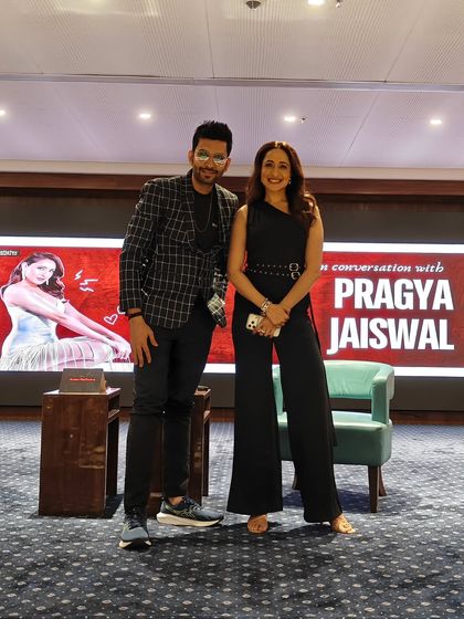 All smiles with the delightful Pragya Jaiswal after an insightful TEDx session. A successful conversation is reflected in the comfort and connection between the host and the guest.
