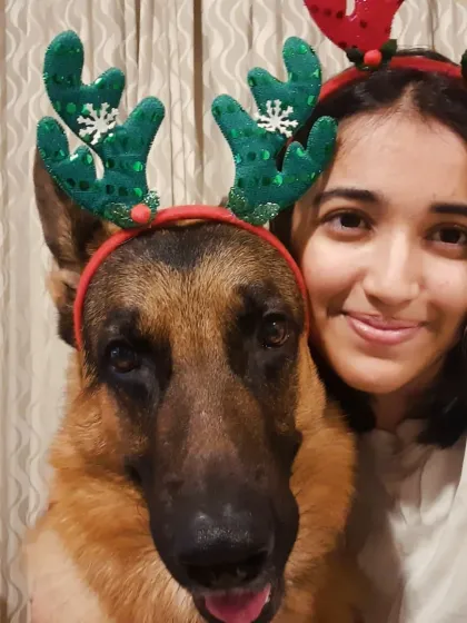 Getting into the festive spirit with Theo. He's always a good sport, even when I make him wear silly reindeer antlers for our Christmas photos.
