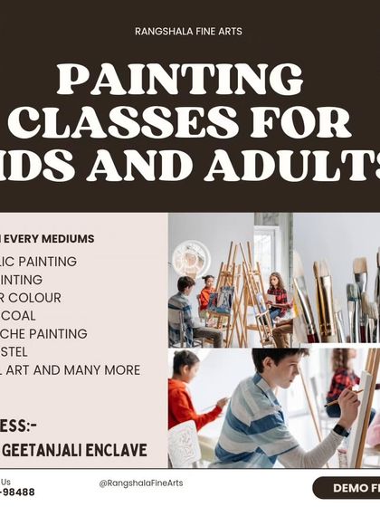 An overview of the many mediums we teach for kids and adults, including acrylic, oil, watercolor, charcoal, and more.