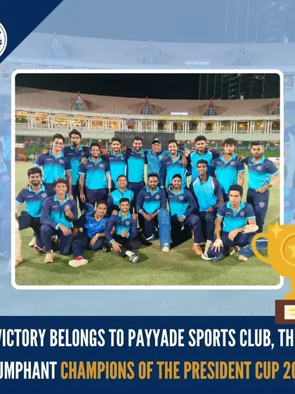 Our victorious team celebrates with the trophy after being crowned champions of the President Cup 2024. This moment reflects the high level of competitive cricket and teamwork fostered at our club.