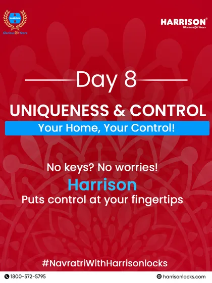 Day 8 of Navratri: Uniqueness & Control. Ditch the keys and embrace the ease. Our smart locks put total control of your home's security right at your fingertips.