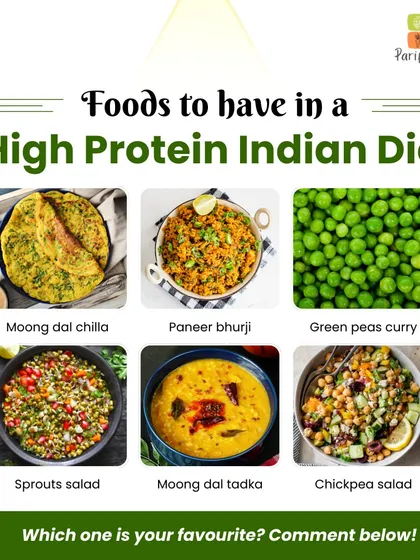 My high-protein Indian diet plans include delicious and simple meals like moong dal chilla, paneer bhurji, and chickpea salad. These dishes are excellent for muscle repair, satiety, and overall health.
