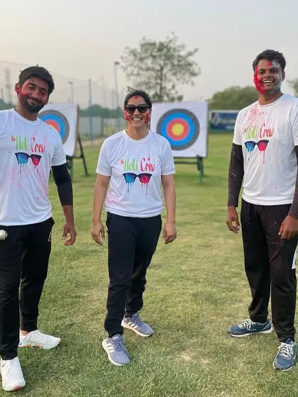 The "Holi Crew" at the club. We believe in having fun together, and festival celebrations like Holi bring our archery family even closer.