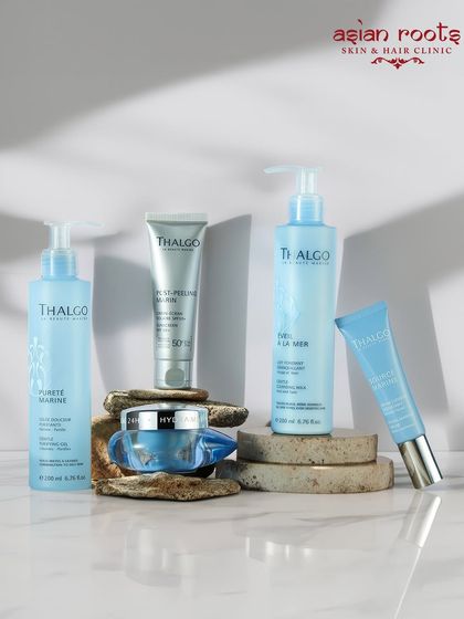I use and recommend Thalgo skincare products, which harness the power of marine ingredients. This professional shot showcases the range I use in my Thalgo facials to deliver hydration and rejuvenation.