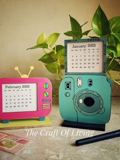 For the nostalgic and the creative. These retro-themed desk calendars, shaped like a vintage TV and an instant camera, are a fun way to keep track of the days.