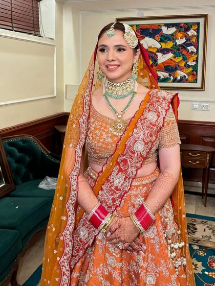 The final look with the dupatta set. The colors are so vibrant and joyful.